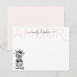 Tarjeta Pequeña Moda Bulldog francés Frenchie Love Royal Stationer