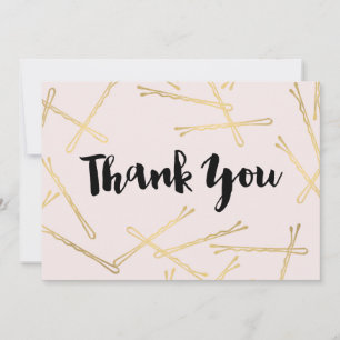 Tarjeta Pequeña Moda Café Bobby Pins Salón De Pelo Rosa Gracias