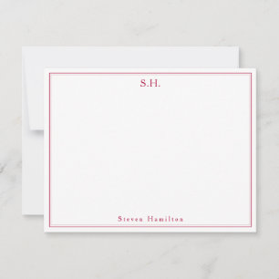 Tarjeta Pequeña Moda clásica Borgoña Rojo Nombre Monograma Minimal