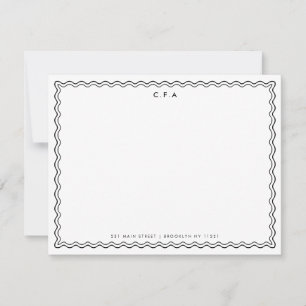 Tarjeta Pequeña Moda clásica simple negro de 3 monograma borde de 
