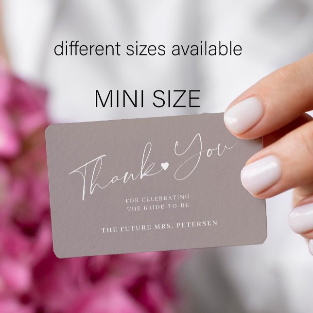 Tarjeta Pequeña Moda de ducha de novia de presupuesto gris gracias (You can choose the ROUNDED CORNERS option)