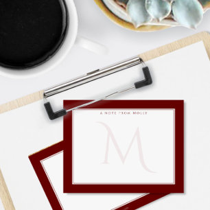 Tarjeta Pequeña Moda de monograma oscuro rojo oscuro profesional p