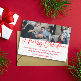 Tarjeta Pequeña moda de navidad caligrafía de 2 fotos collage