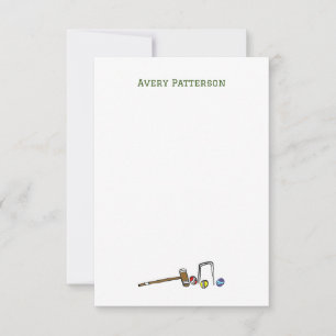 Tarjeta Pequeña Moda de Preppy Boho con croquet de manos ilustrada
