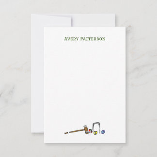 Tarjeta Pequeña Moda de Preppy Boho con croquet de manos ilustrada