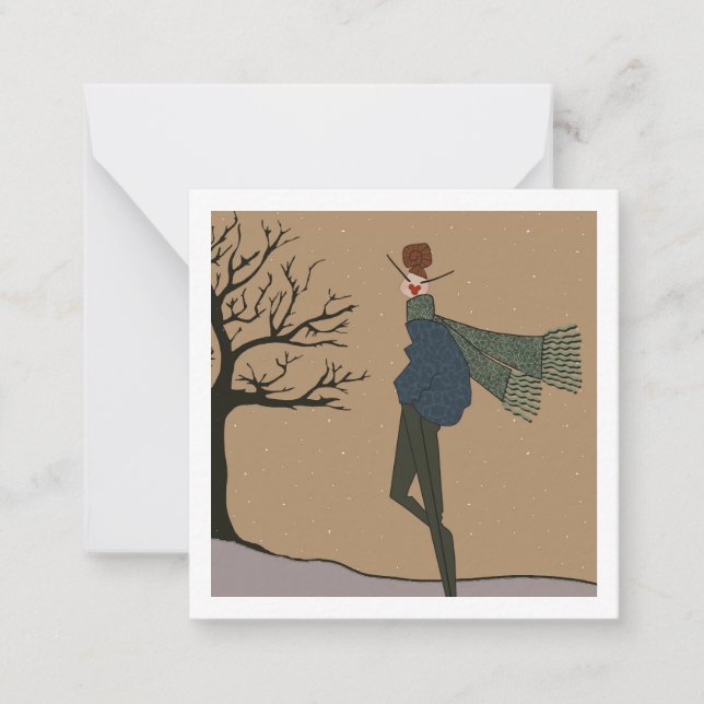 Tarjeta Pequeña Moda del clima de nieve en vacaciones de invierno (Anverso)