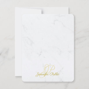 Tarjeta Pequeña Moda Dorado moderno caligrafiado Marble elegante