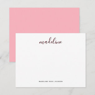 Tarjeta Pequeña Moda Dusty Rubor Pink con nombre de caligrafía neg