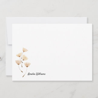 Tarjeta Pequeña Moda Elegante Dandelion Floral Nombre Script Cute