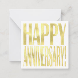 Tarjeta Pequeña Moda elegante de oro metálico feliz aniversario