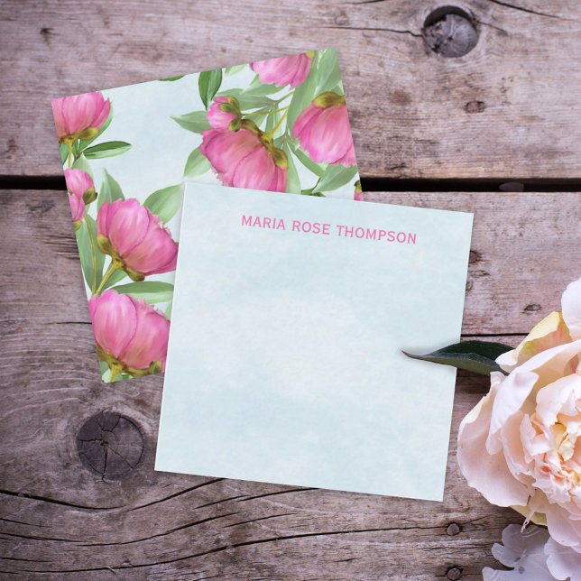 Tarjeta Pequeña Moda Floral Rosa Peonies Elegante Flor Azul (Subido por el creador)