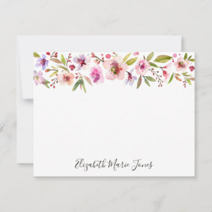 Tarjeta Pequeña Moda Floral Rubor color de agua de flores de cerez