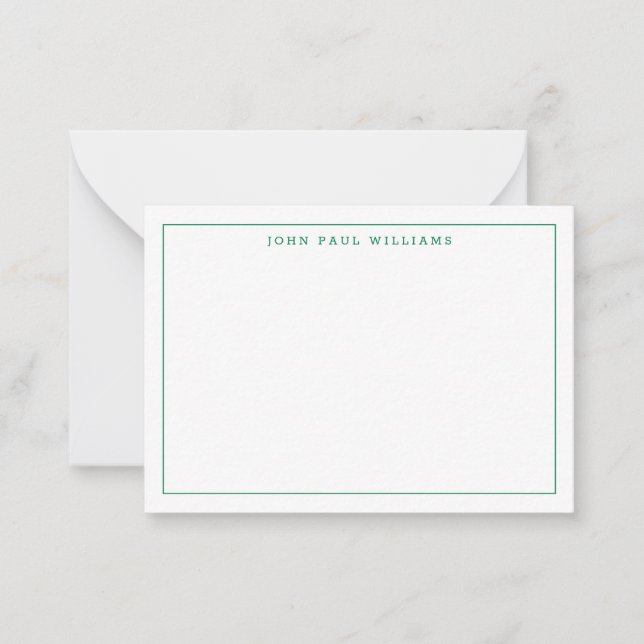 Tarjeta Pequeña Moda Forest Green Profesional Simple Delgado Borde (Anverso)