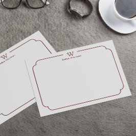 Tarjeta Pequeña Moda formal roja oscura Monograma Ornato