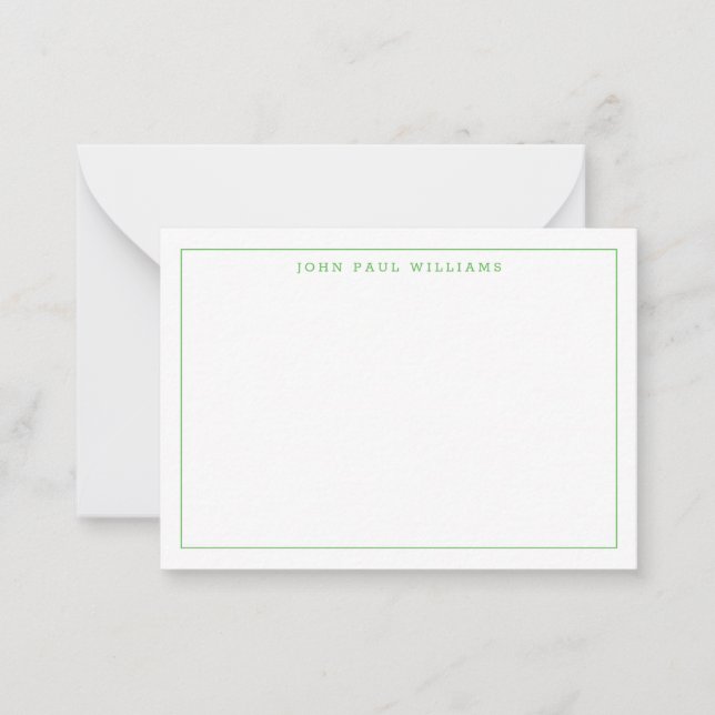 Tarjeta Pequeña Moda Kelly Green Profesional Simple Delgado Borde (Anverso)