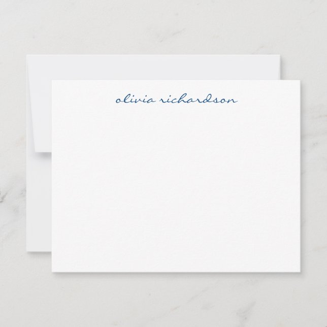 Tarjeta Pequeña Moda manuscrita moderna  clásica azul de la marina (Anverso)