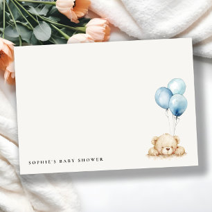 Tarjeta Pequeña Moda mínima Blue Bearly Wait Balloon Baby Shower
