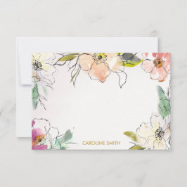 Tarjeta Pequeña Moda moderna acuarela floral personalizada