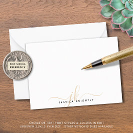 Tarjeta Pequeña Moda moderna Guión de oro Iniciales de monograma m