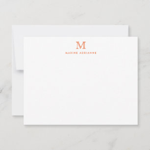 Tarjeta Pequeña Moda Monograma simple Naranja elegante formal quem