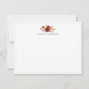 Tarjeta Pequeña Moda otoño otoño otoño borgoña Naranja acuarela fl