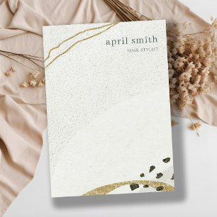 Tarjeta Pequeña Moda Resumen Marfil Oro Textura de Piedra Gris Neg