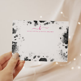 Tarjeta Pequeña Moda Rústica Impresión de vaca Rosa Caliente Perso