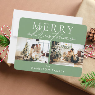 Tarjeta Pequeña Moda Script Caligrafía Feliz Navidad Dos Foto