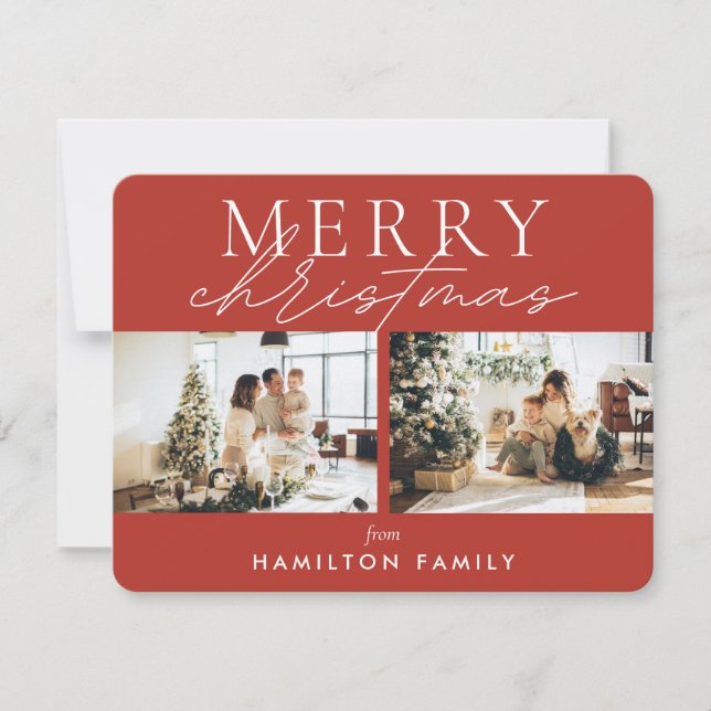 Tarjeta Pequeña Moda Script Caligrafía Feliz Navidad Dos Foto (Anverso)