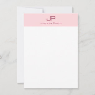 Tarjeta Pequeña Moda simple rosada en blanco rosado de Rubor monog