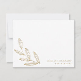 Tarjeta Pequeña Moda Sprout Botánico Moderno Tan Crema y Blanco