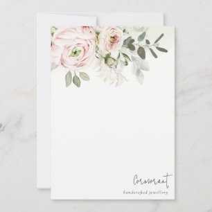 Tarjeta Pequeña Moda suave Rubor Peony Pink Leafy Floral Botánica