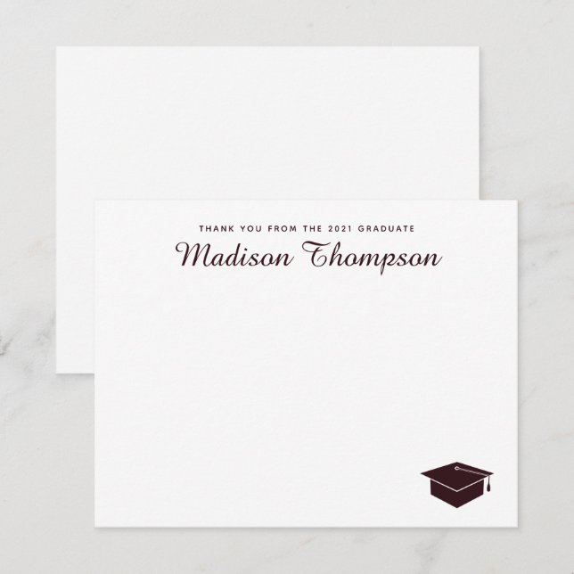 Tarjeta Pequeña Moda Título de Graduación de Borgoña Formal (Anverso / Reverso)