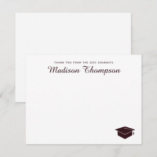 Tarjeta Pequeña Moda Título de Graduación de Borgoña Formal