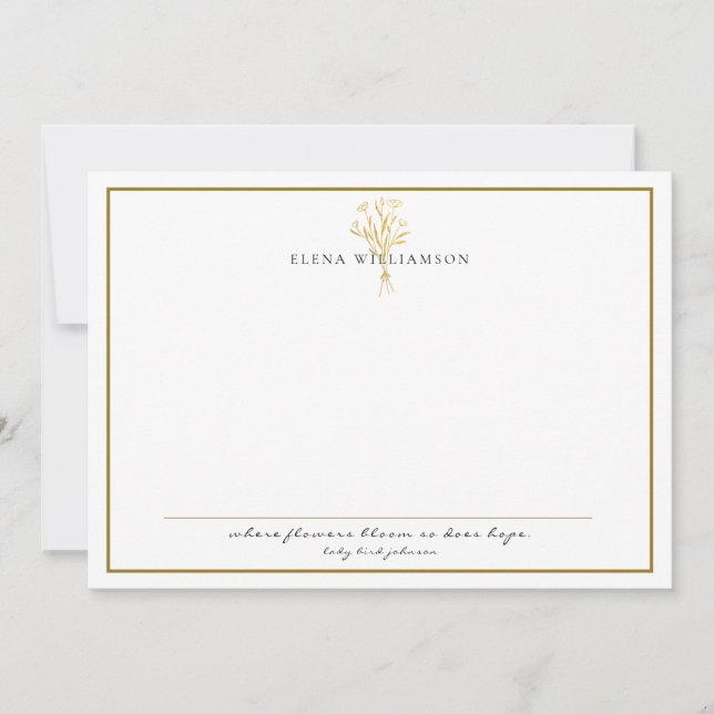 Tarjeta Pequeña Moda Tono dorado Marco Floral Bouquet (Anverso)