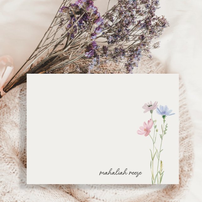 Tarjeta Pequeña Moda Wildflower Meadow caligrafía personalizada (Subido por el creador)