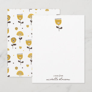 Tarjeta Pequeña Modelo floral amarillo moderno de mediados del sig