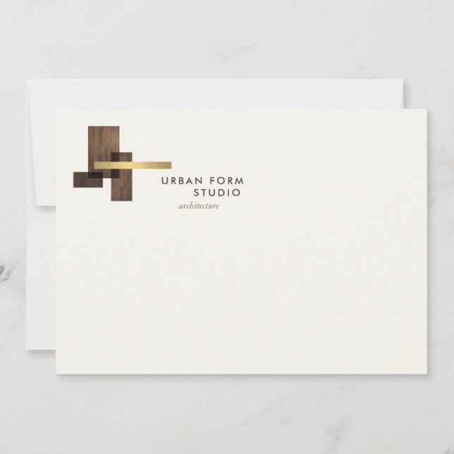 Tarjeta Pequeña Modern Architect Logo Ivory Flat Notecard (Anverso)