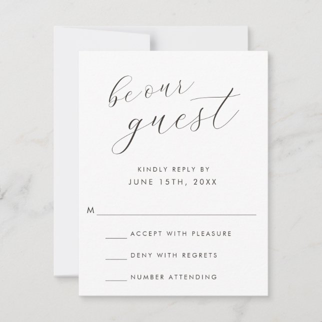 Tarjeta Pequeña Modern Be Our Guest Wedding RSVP Card (Anverso)