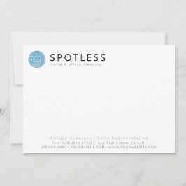 Tarjeta Pequeña Modern Blue Broom Logo Cleaning Service