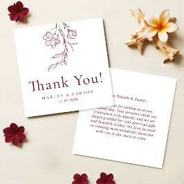 Tarjeta Pequeña Modern Burgundy Wedding Budget Thank You