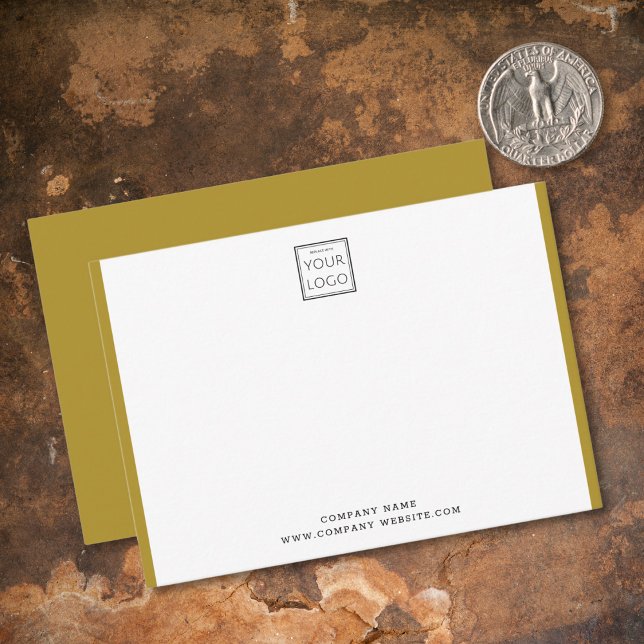 Tarjeta Pequeña Modern Business Logo Company Name Gold Border (Subido por el creador)