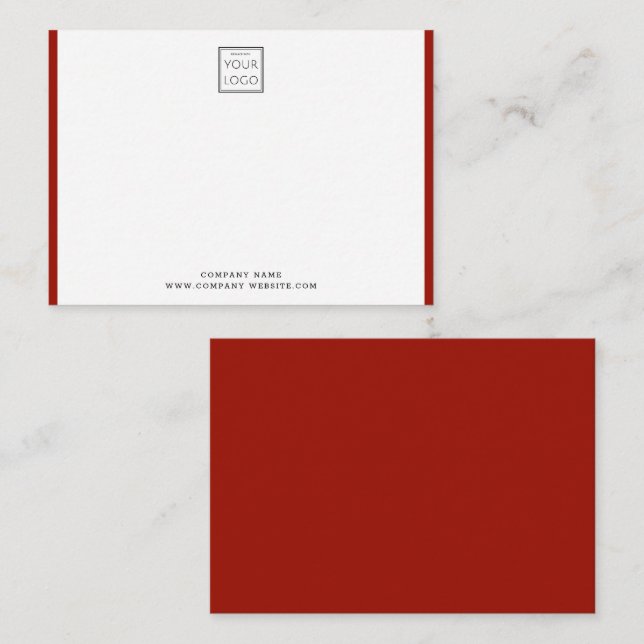 Tarjeta Pequeña Modern Business Logo Company Name Red Border   (Anverso / Reverso)