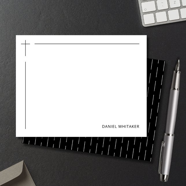 Tarjeta Pequeña Modern Christian Cross Monogrammed Minimal Black (Modern stationery for meaningful words. Personalized for ministry or everyday use.)