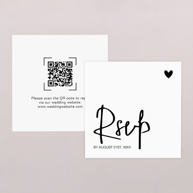 Tarjeta Pequeña Modern Contemporary Wedding QR Code Online RSVP (Subido por el creador)