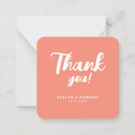 Tarjeta Pequeña Modern Coral Pink Wedding Budget Thank You