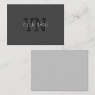 Tarjeta Pequeña Modern Dark Gray Monogrammed Name (u otro texto)