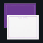 Tarjeta Pequeña Modern Double Border Purple Stationery<br><div class="desc">This design features a thin double border with space for a name/text at the top. Click the customize button if you would like to adjust the design elements and/or further modify the text! Variations of this design, additional colors, as well as coordinating products are available in our shop, zazzle.com/store/doodlelulu. Contact...</div>