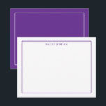 Tarjeta Pequeña Modern Double Border Purple Stationery<br><div class="desc">This design features a thin double border with space for a name/text at the top. Click the customize button if you would like to adjust the design elements and/or further modify the text! Variations of this design, additional colors, as well as coordinating products are available in our shop, zazzle.com/store/doodlelulu. Contact...</div>