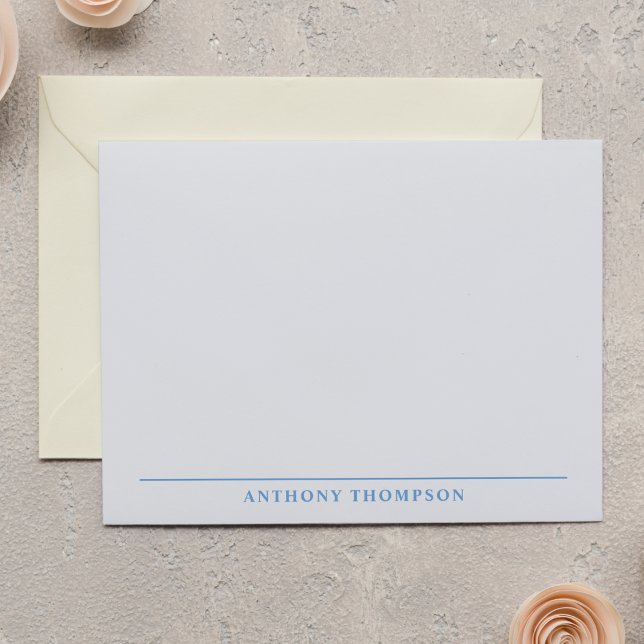 Tarjeta Pequeña Modern Dusty Blue Line Stationery (Subido por el creador)